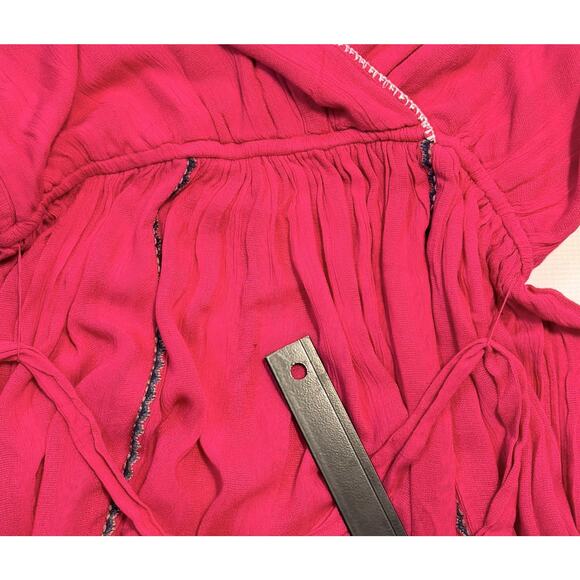 Free People Dress Womens Small Malibu Pink Wrap Boho Embroidered Mini OB1140508 - Picture 12 of 12